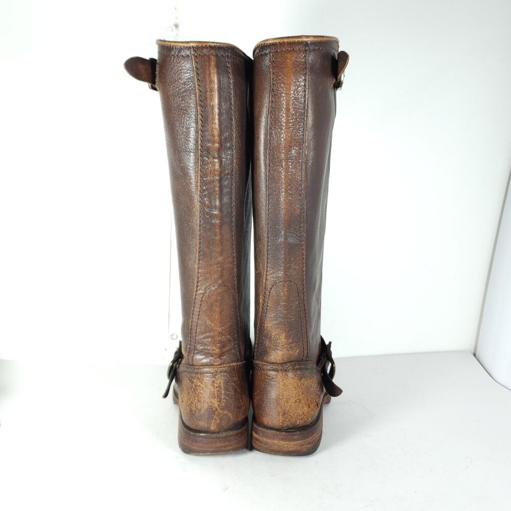 Frye Women's Veronica Slouch US 7,5B Brown Distressed Leather Engineer Boots - Picture 8 of 16